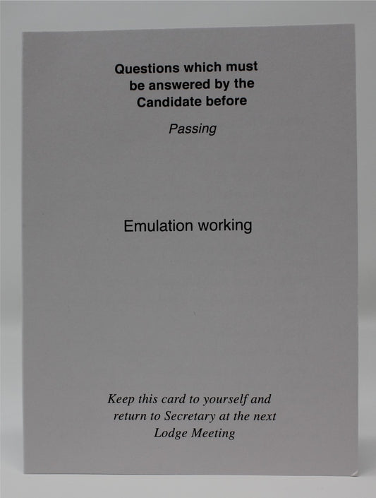 Emulation Passing Question Card