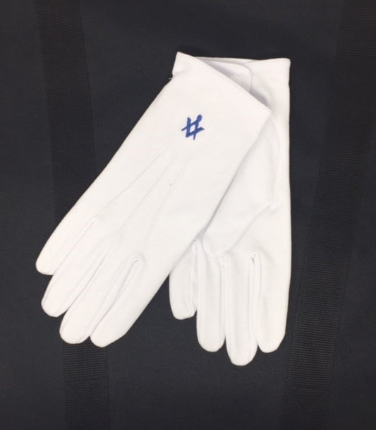 White Gloves with Dark Blue Square & Compass