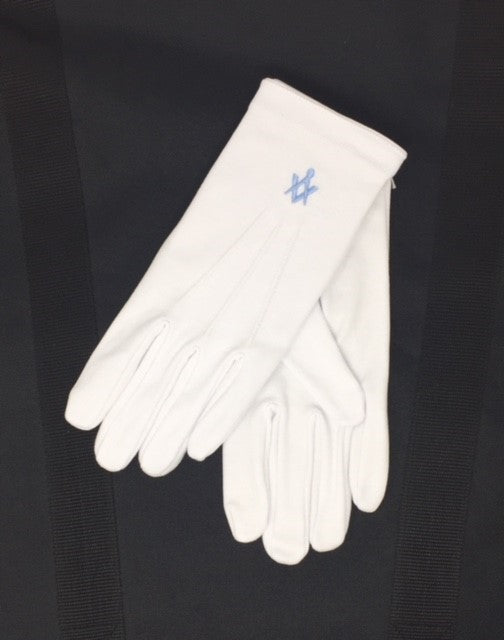 White Gloves with Light Blue Square & Compass